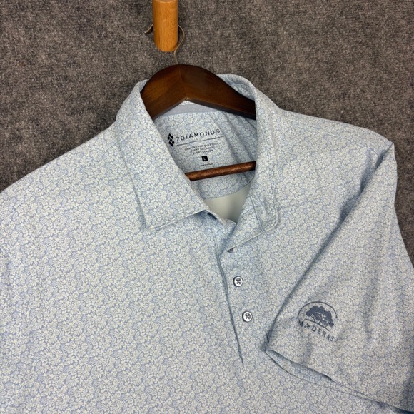 7 Diamonds Other - 7 Diamonds Alessio Polo Shirt Mens Large Blue Floral 4-Way Stretch Maderas Golf